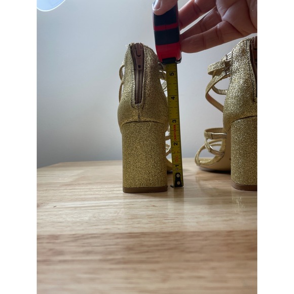 Zigi Soho Emila‎ Gold Glitter Strappy Block Heel Sandals Women's Size 6.5 NWT - Picture 9 of 9